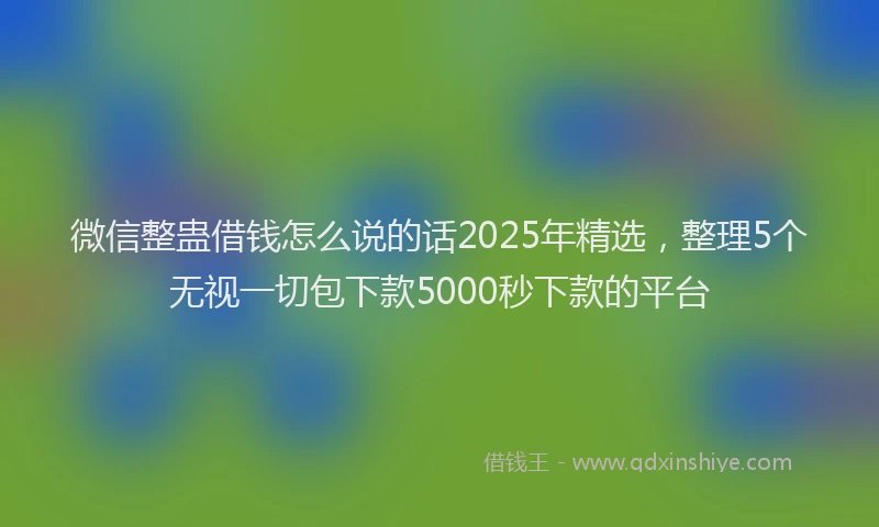 微信整蛊借钱怎么说的话2025年精选，整理5个无视一切包下款5000秒下款的平台