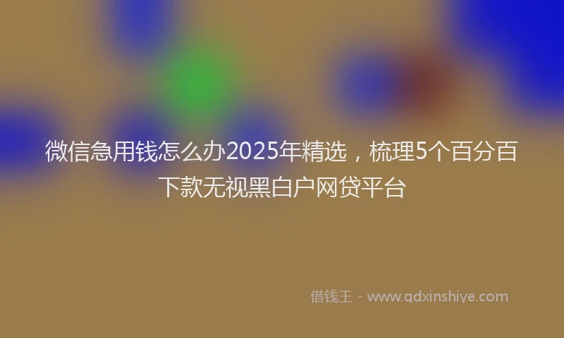 微信急用钱怎么办2025年精选，梳理5个百分百下款无视黑白户网贷平台