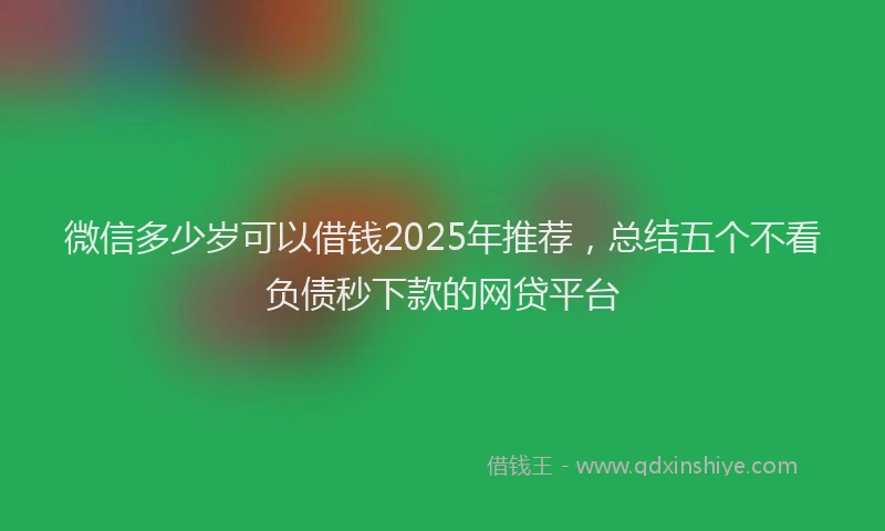 微信多少岁可以借钱2025年推荐，总结五个不看负债秒下款的网贷平台