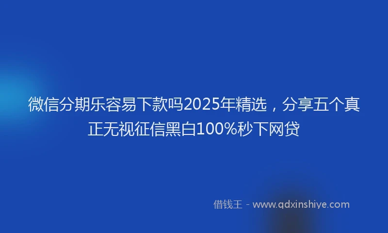 微信分期乐容易下款吗2025年精选，分享五个真正无视征信黑白100%秒下网贷
