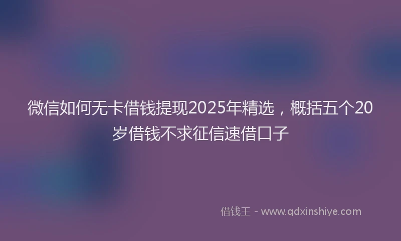 微信如何无卡借钱提现2025年精选，概括五个20岁借钱不求征信速借口子