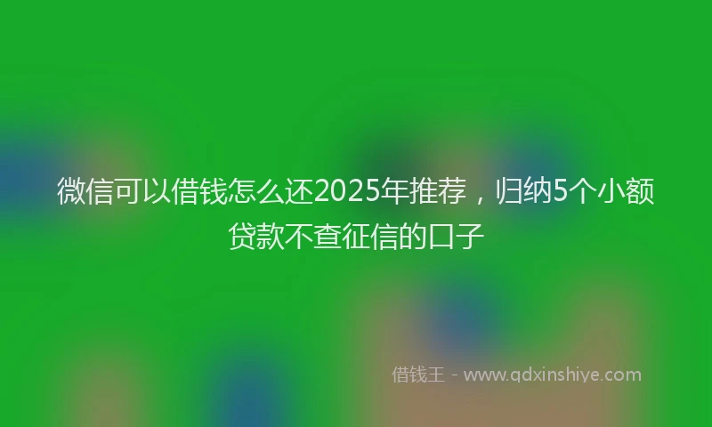 微信可以借钱怎么还2025年推荐，归纳5个小额贷款不查征信的口子