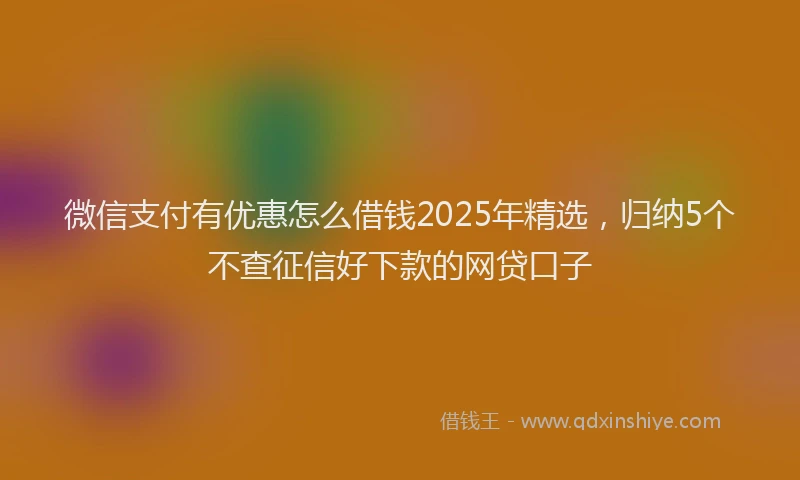 微信支付有优惠怎么借钱2025年精选，归纳5个不查征信好下款的网贷口子