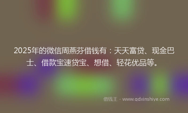2025年的微信周燕芬借钱有：天天富贷、现金巴士、借款宝速贷宝、想借、轻花优品等。