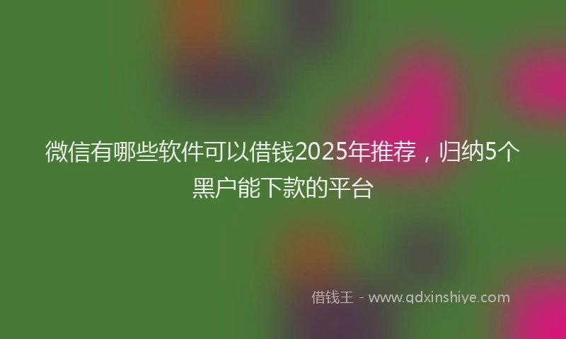 微信有哪些软件可以借钱2025年推荐，归纳5个黑户能下款的平台