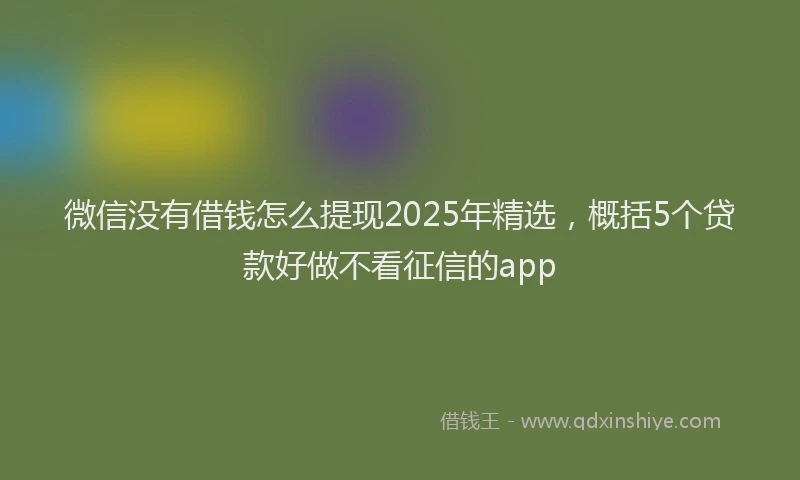 微信没有借钱怎么提现2025年精选，概括5个贷款好做不看征信的app