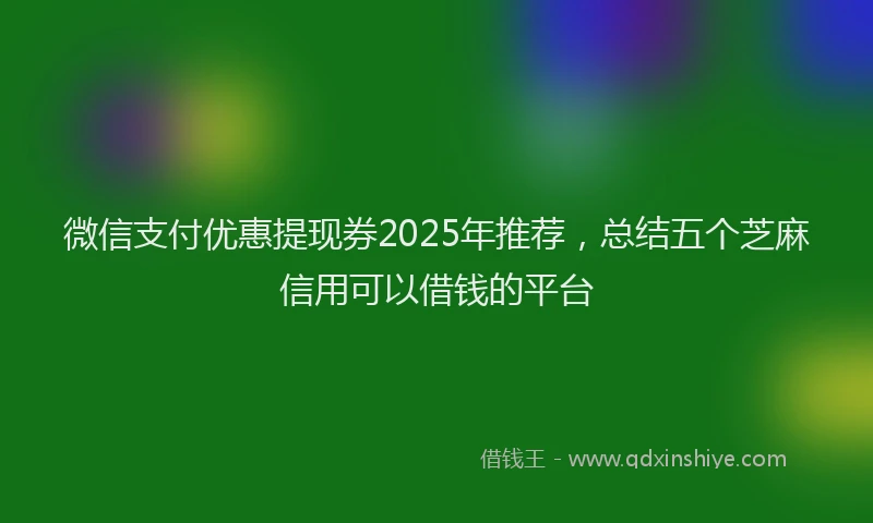 微信支付优惠提现券2025年推荐，总结五个芝麻信用可以借钱的平台