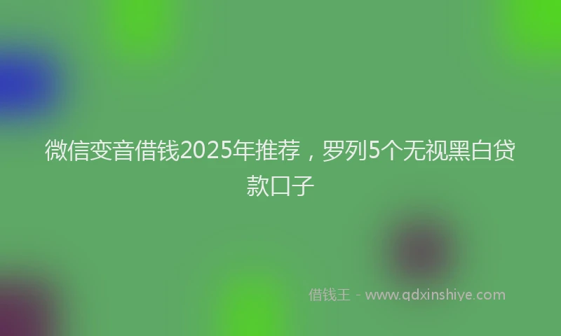微信变音借钱2025年推荐，罗列5个无视黑白贷款口子
