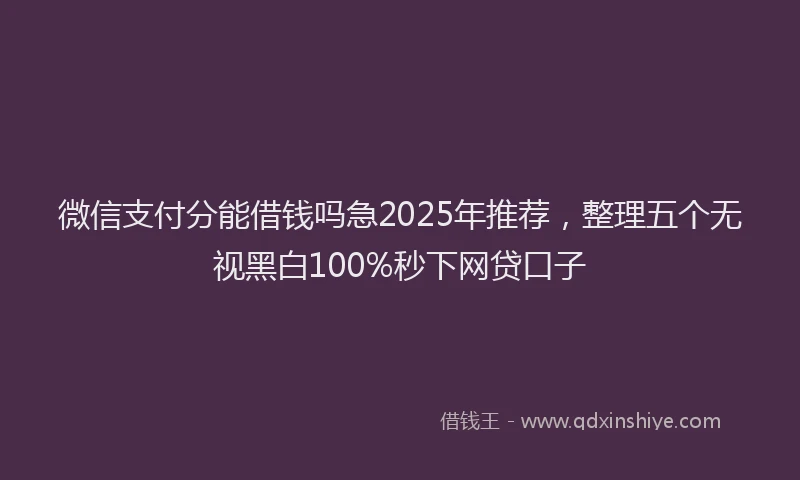 微信支付分能借钱吗急2025年推荐，整理五个无视黑白100%秒下网贷口子