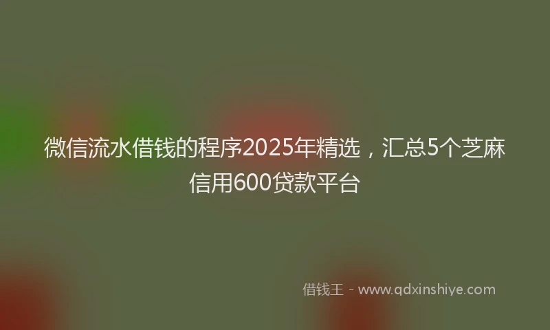 微信流水借钱的程序2025年精选，汇总5个芝麻信用600贷款平台