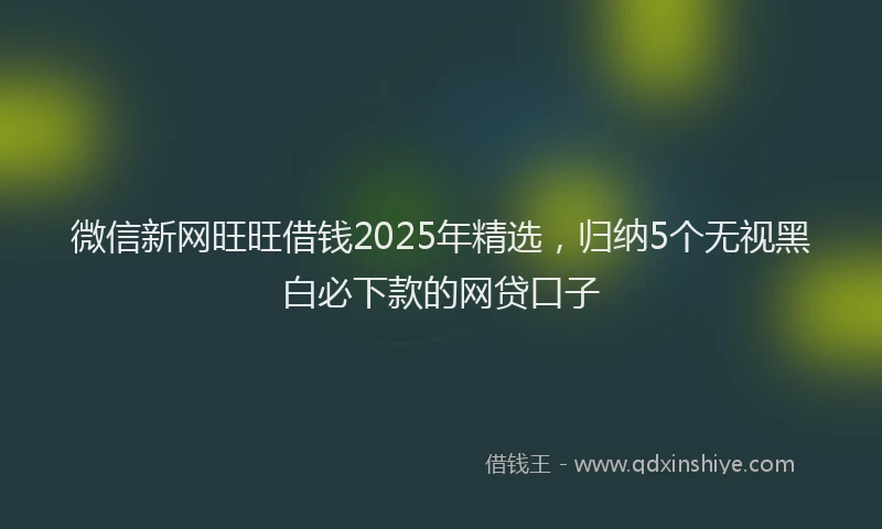 微信新网旺旺借钱2025年精选，归纳5个无视黑白必下款的网贷口子
