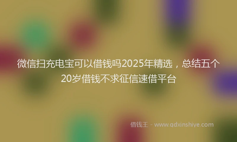 微信扫充电宝可以借钱吗2025年精选，总结五个20岁借钱不求征信速借平台