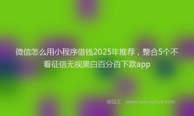 微信怎么用小程序借钱2025年推荐，整合5个不看征信无视黑白百分百下款app