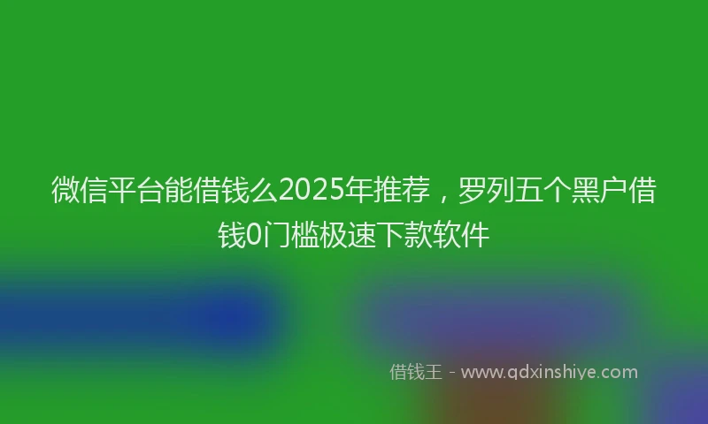 微信平台能借钱么2025年推荐，罗列五个黑户借钱0门槛极速下款软件