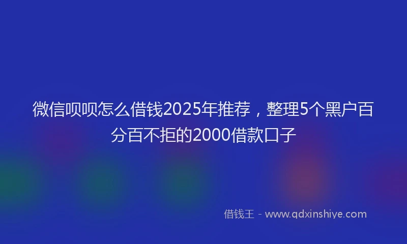 微信呗呗怎么借钱2025年推荐，整理5个黑户百分百不拒的2000借款口子