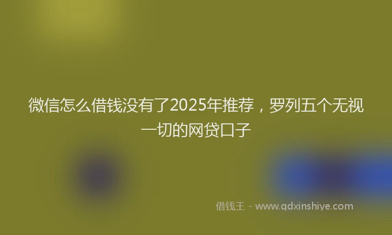 微信怎么借钱没有了2025年推荐，罗列五个无视一切的网贷口子