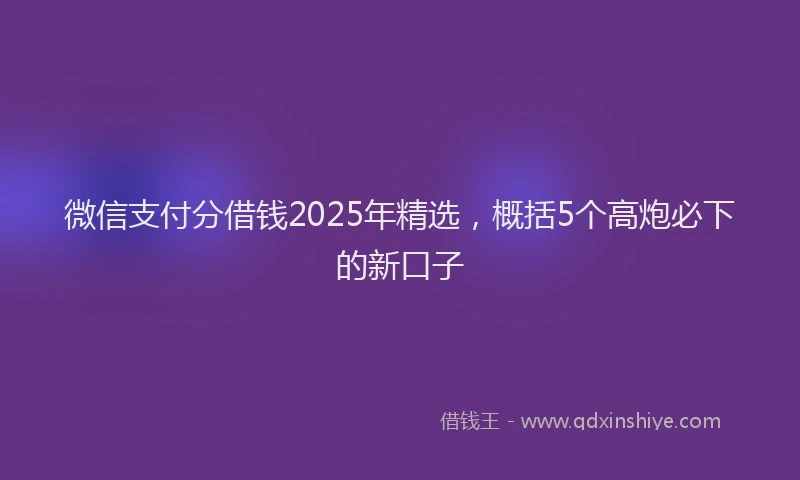 微信支付分借钱2025年精选，概括5个高炮必下的新口子