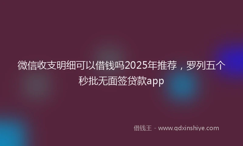 微信收支明细可以借钱吗2025年推荐，罗列五个秒批无面签贷款app