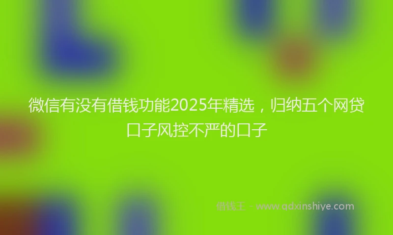 微信有没有借钱功能2025年精选，归纳五个网贷口子风控不严的口子