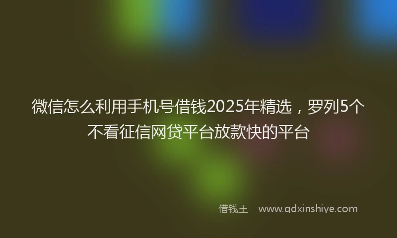 微信怎么利用手机号借钱2025年精选，罗列5个不看征信网贷平台放款快的平台