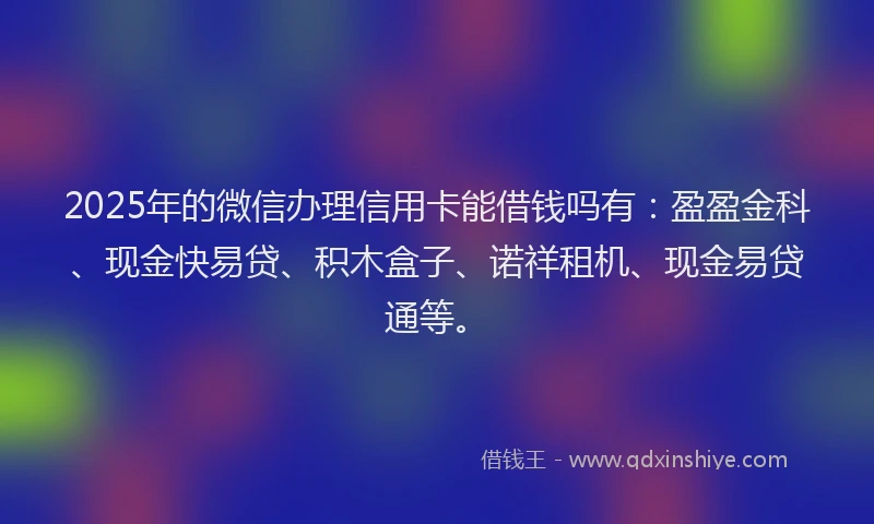 2025年的微信办理信用卡能借钱吗有：盈盈金科、现金快易贷、积木盒子、诺祥租机、现金易贷通等。