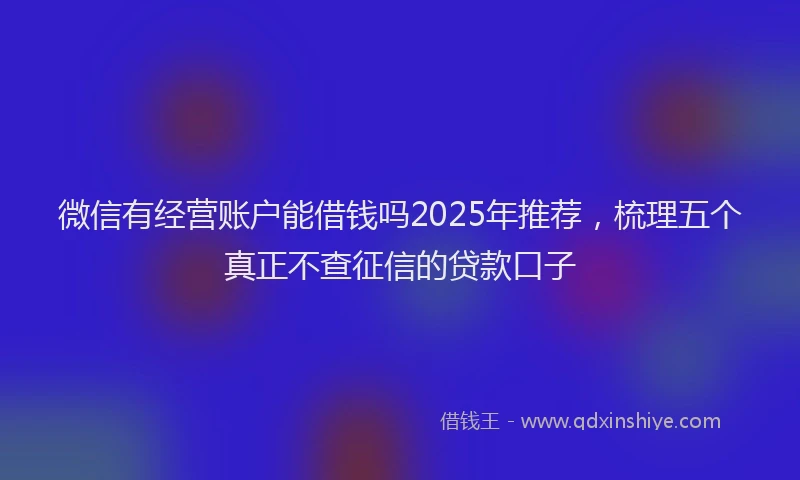 微信有经营账户能借钱吗2025年推荐，梳理五个真正不查征信的贷款口子
