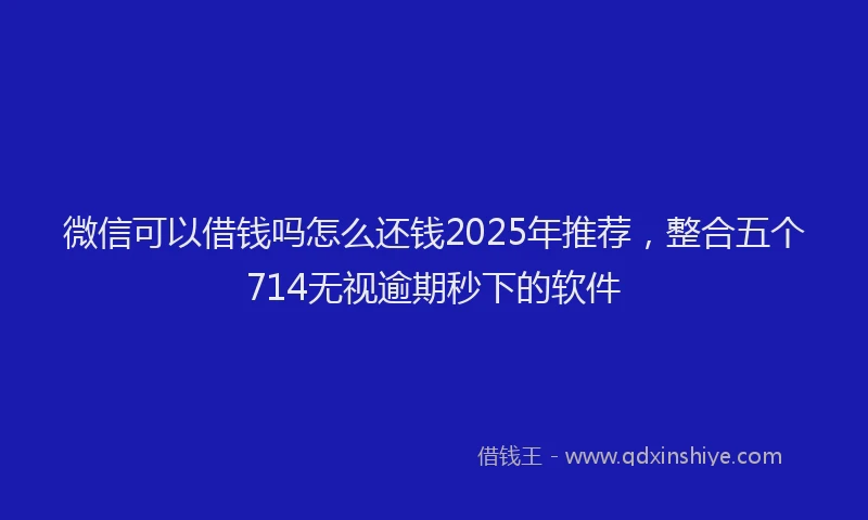 微信可以借钱吗怎么还钱2025年推荐，整合五个714无视逾期秒下的软件