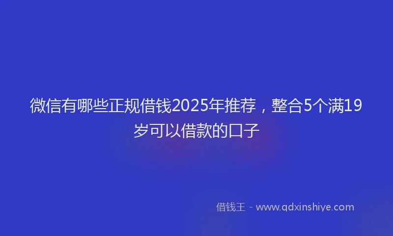 微信有哪些正规借钱2025年推荐，整合5个满19岁可以借款的口子