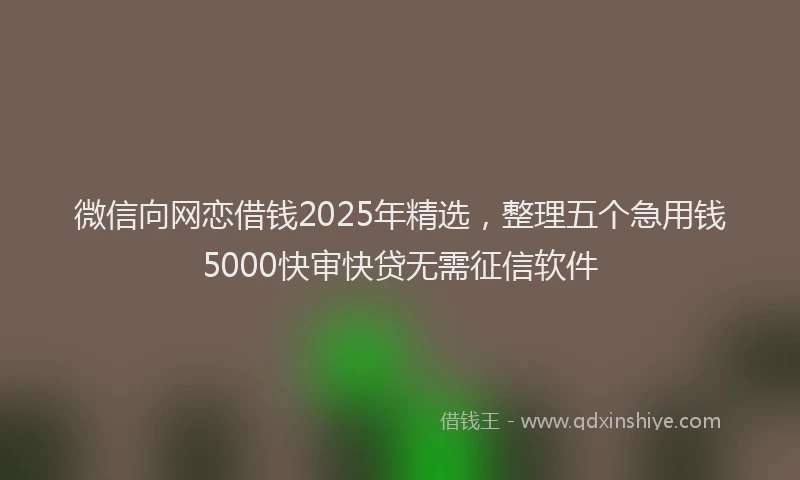 微信向网恋借钱2025年精选，整理五个急用钱5000快审快贷无需征信软件