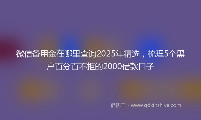 微信备用金在哪里查询2025年精选，梳理5个黑户百分百不拒的2000借款口子