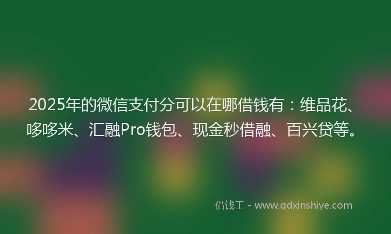 2025年的微信支付分可以在哪借钱有：维品花、哆哆米、汇融Pro钱包、现金秒借融、百兴贷等。