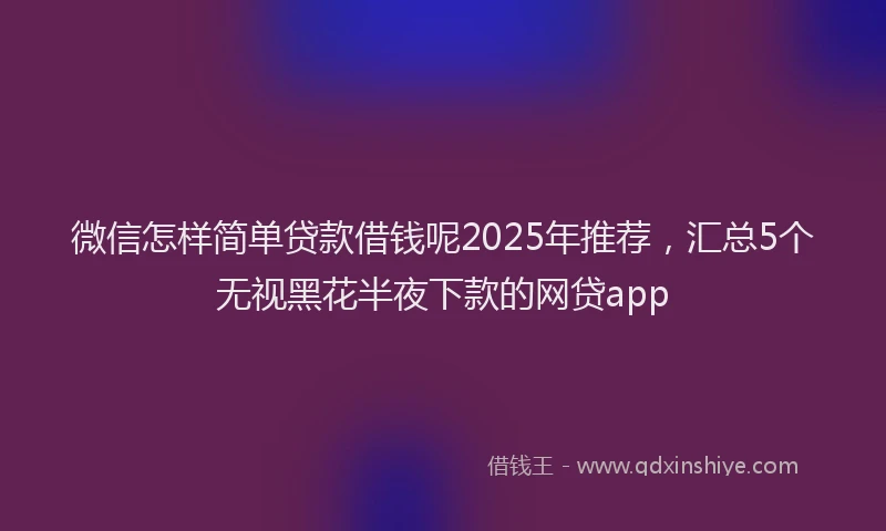 微信怎样简单贷款借钱呢2025年推荐，汇总5个无视黑花半夜下款的网贷app