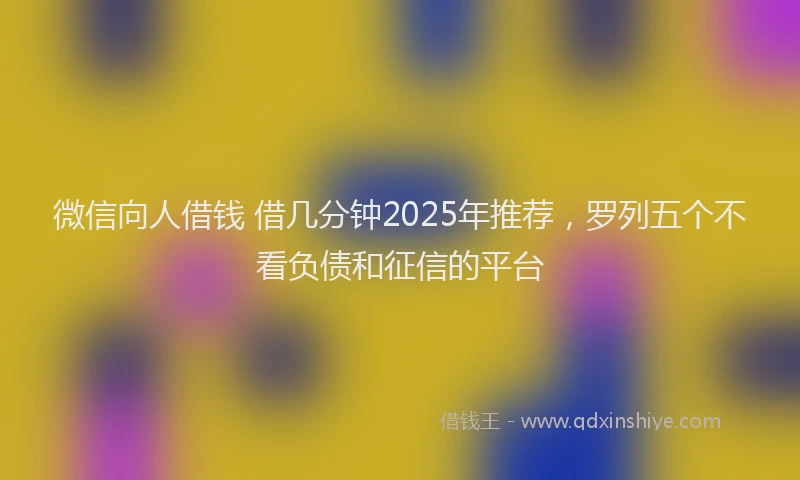 微信向人借钱 借几分钟2025年推荐，罗列五个不看负债和征信的平台