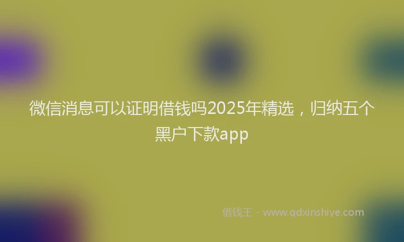 微信消息可以证明借钱吗2025年精选，归纳五个黑户下款app