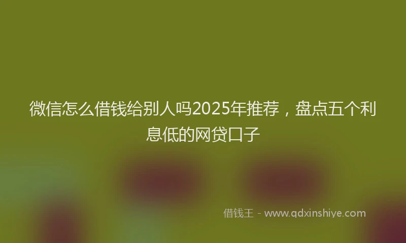 微信怎么借钱给别人吗2025年推荐，盘点五个利息低的网贷口子