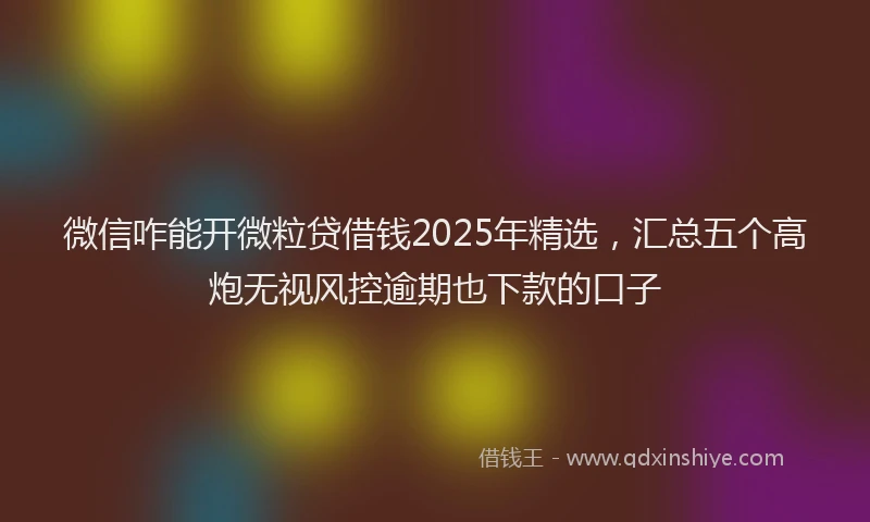 微信咋能开微粒贷借钱2025年精选，汇总五个高炮无视风控逾期也下款的口子