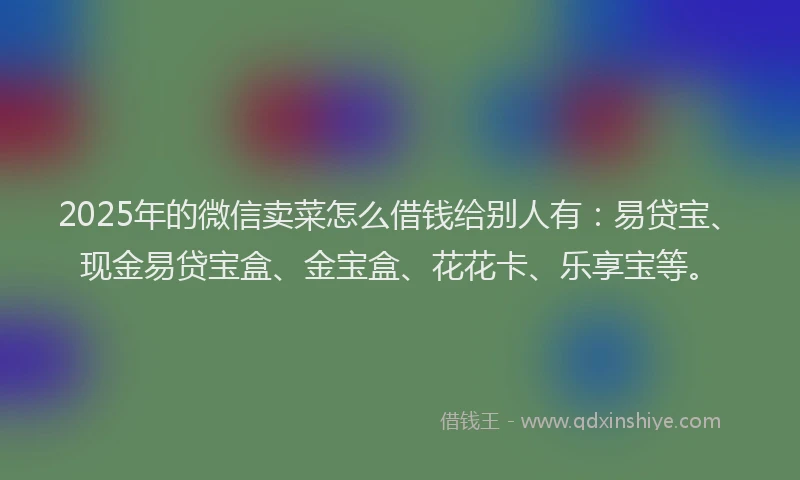 2025年的微信卖菜怎么借钱给别人有：易贷宝、现金易贷宝盒、金宝盒、花花卡、乐享宝等。