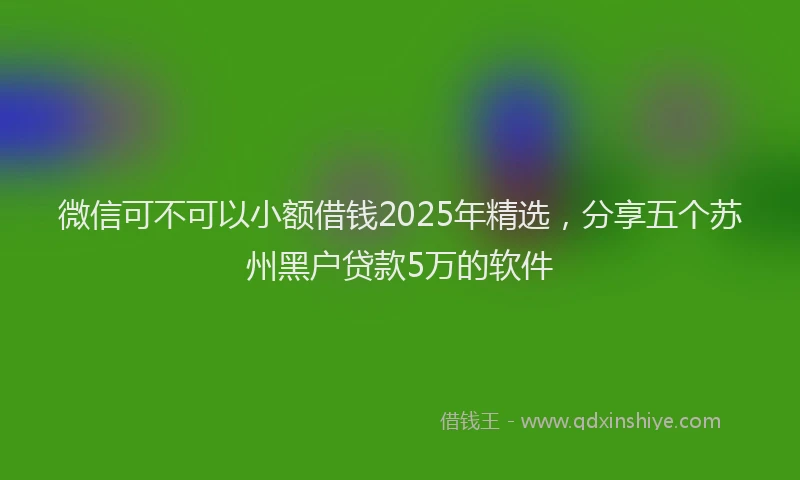 微信可不可以小额借钱2025年精选，分享五个苏州黑户贷款5万的软件