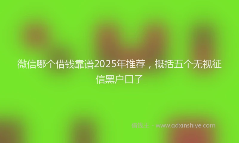 微信哪个借钱靠谱2025年推荐，概括五个无视征信黑户口子