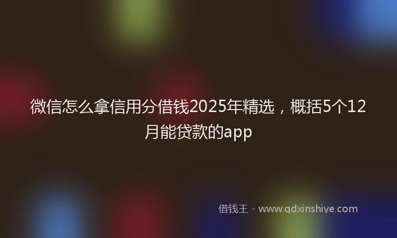微信怎么拿信用分借钱2025年精选，概括5个12月能贷款的app