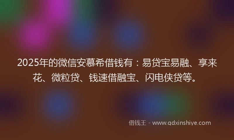 2025年的微信安慕希借钱有：易贷宝易融、享来花、微粒贷、钱速借融宝、闪电侠贷等。