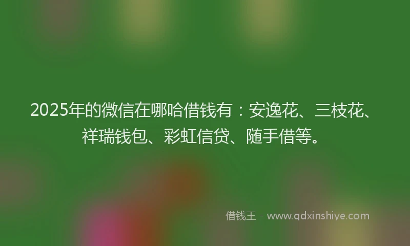 2025年的微信在哪哈借钱有：安逸花、三枝花、祥瑞钱包、彩虹信贷、随手借等。
