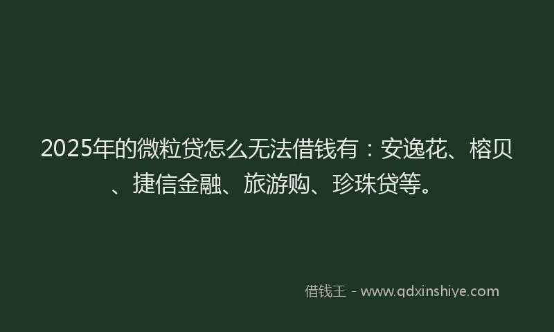 2025年的微粒贷怎么无法借钱有：安逸花、榕贝、捷信金融、旅游购、珍珠贷等。