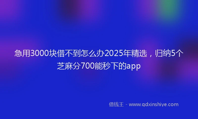 急用3000块借不到怎么办2025年精选，归纳5个芝麻分700能秒下的app