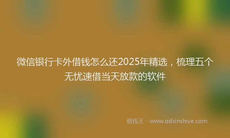 微信银行卡外借钱怎么还2025年精选，梳理五个无忧速借当天放款的软件