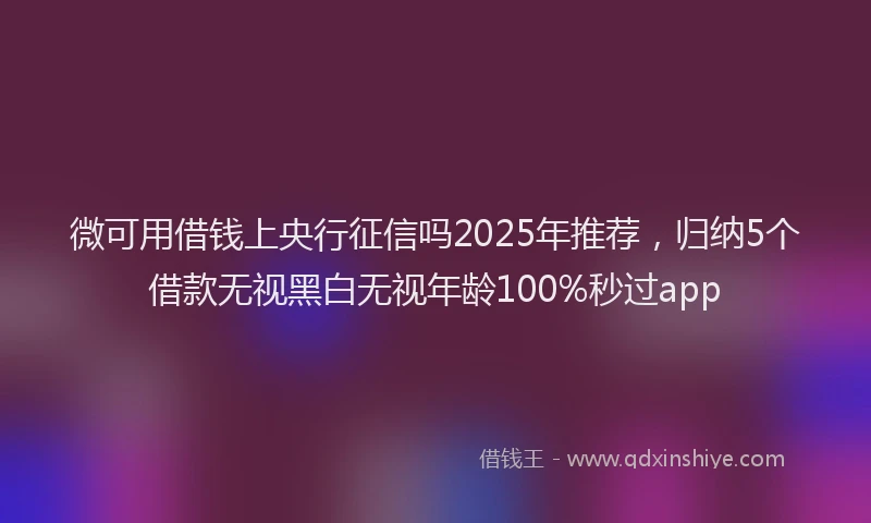 微可用借钱上央行征信吗2025年推荐，归纳5个借款无视黑白无视年龄100%秒过app