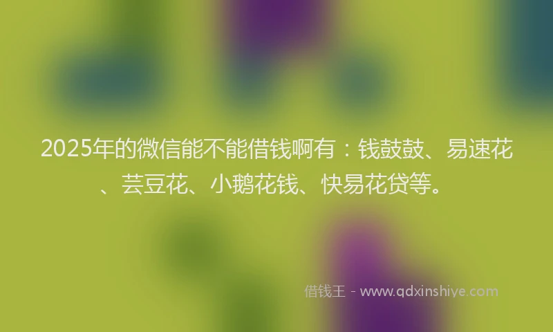2025年的微信能不能借钱啊有：钱鼓鼓、易速花、芸豆花、小鹅花钱、快易花贷等。