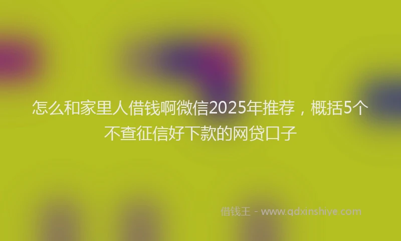 怎么和家里人借钱啊微信2025年推荐，概括5个不查征信好下款的网贷口子