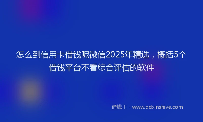 怎么到信用卡借钱呢微信2025年精选，概括5个借钱平台不看综合评估的软件