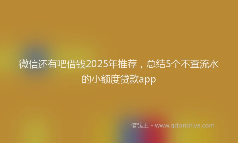微信还有吧借钱2025年推荐，总结5个不查流水的小额度贷款app